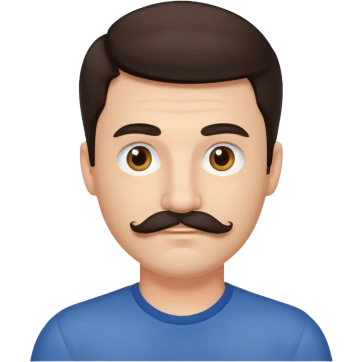 White guy with dark brown hair and brown eyes and mustache  emoji