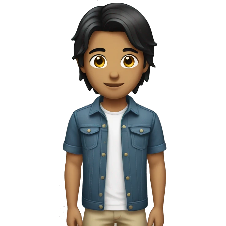 boy with middle lenght black straight hair emoji