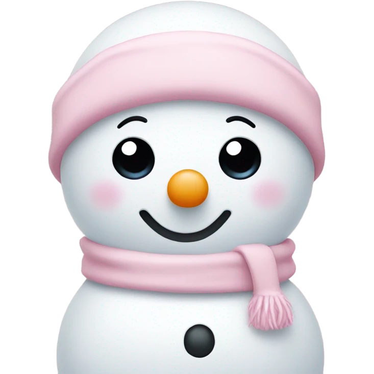 Cute white and light pink snowman emoji