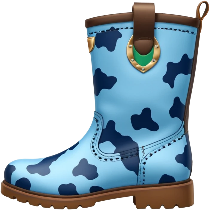 blue cow print boots emoji