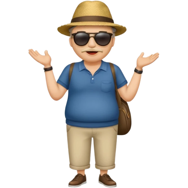 Excited pursed lip full body man emoji with an enormous waist twice the size of the rest of their body emoji