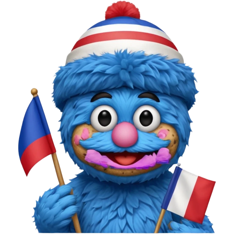 cookie monster with french flag emoji