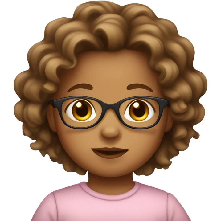 baby light brown chick with glasses and brown wavy hair on top  emoji