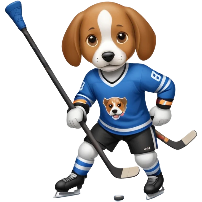 A beagle playing hockey emoji