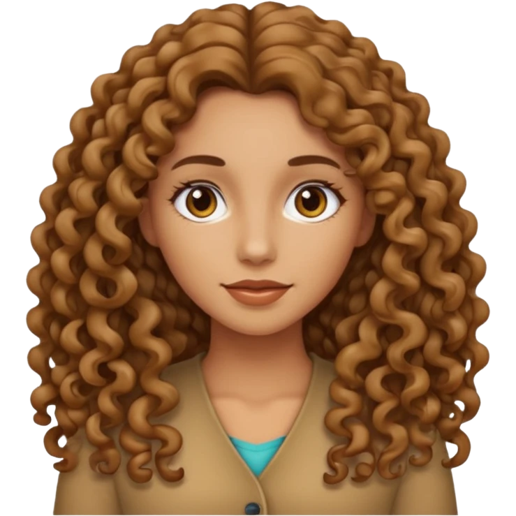 Mujer piel canela y pelo rizado largo , el pelo un poco más oscuro  emoji