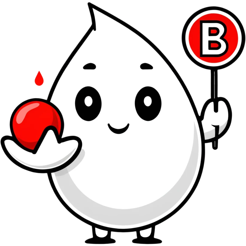 blood drop character holding a B.R.B. sign emoji