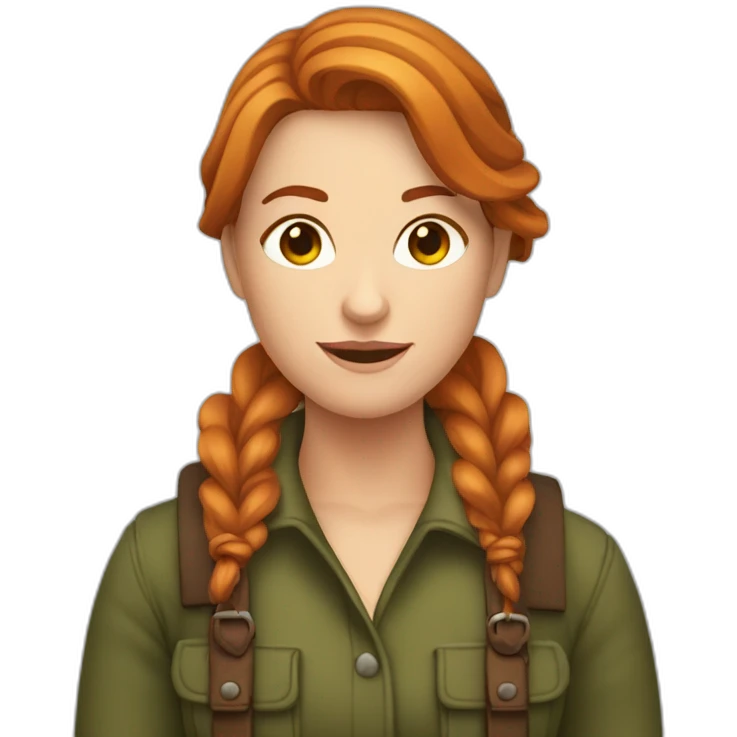 Femme rousse en train de couper du bois emoji