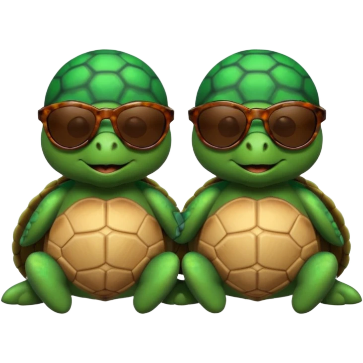 Turtle best friends sitting on beach emoji