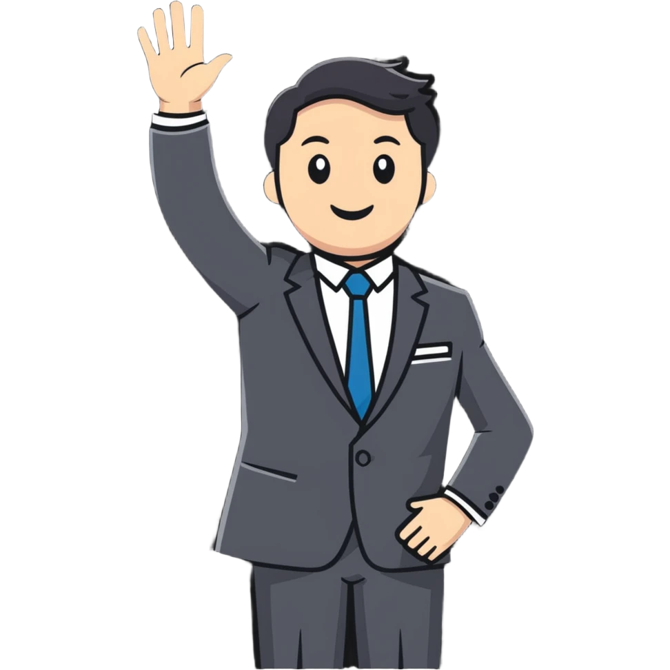 man in a suit raising his hand emoji