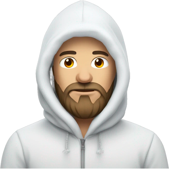 Russian man with beard in a hood covered with snow emoji