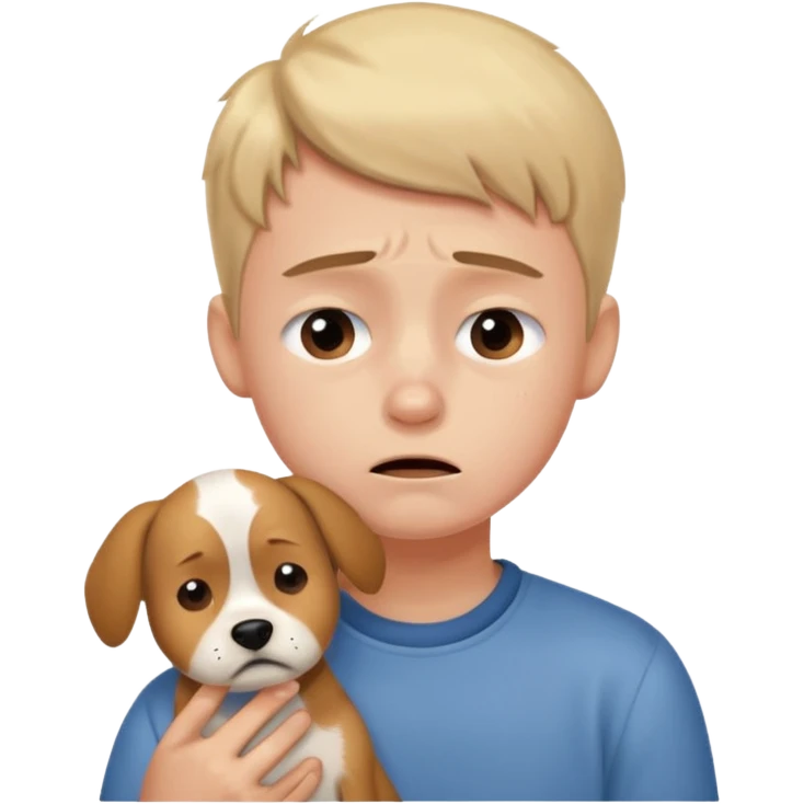 a very upset boy who lost her dog emoji