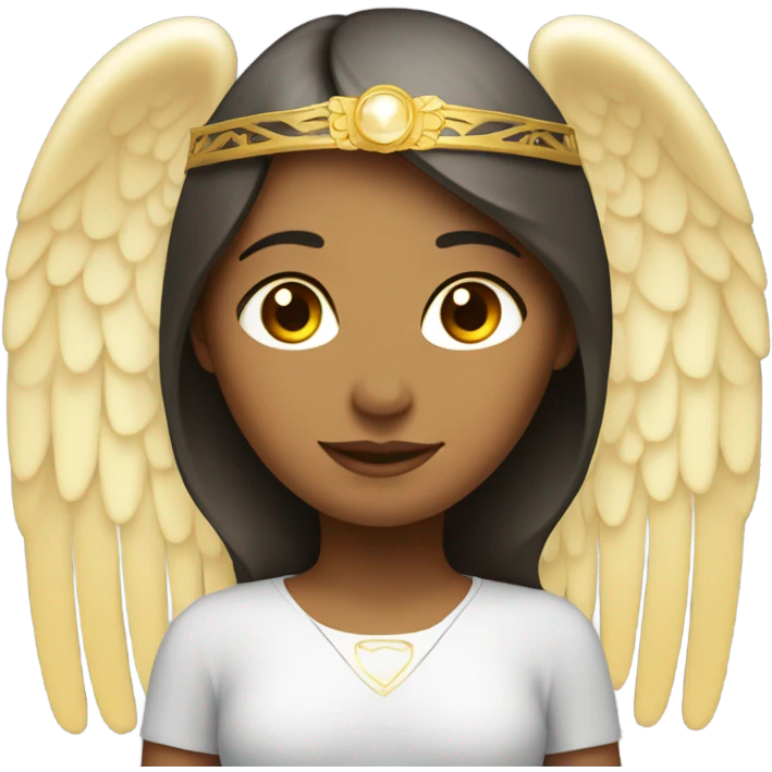 Peruvian female with angel wings, and a halo emoji
