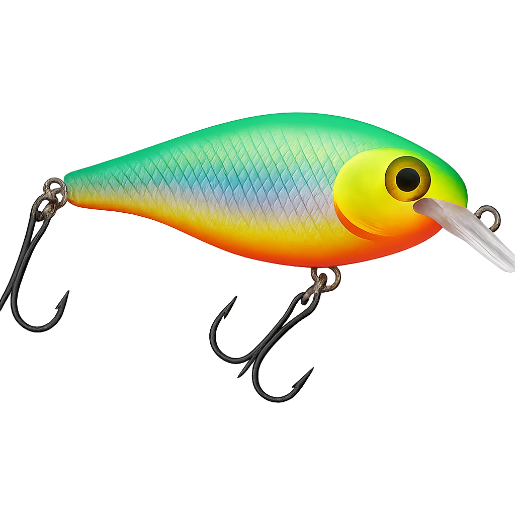 colorful Rapala fishing lure with treble hooks side view emoji