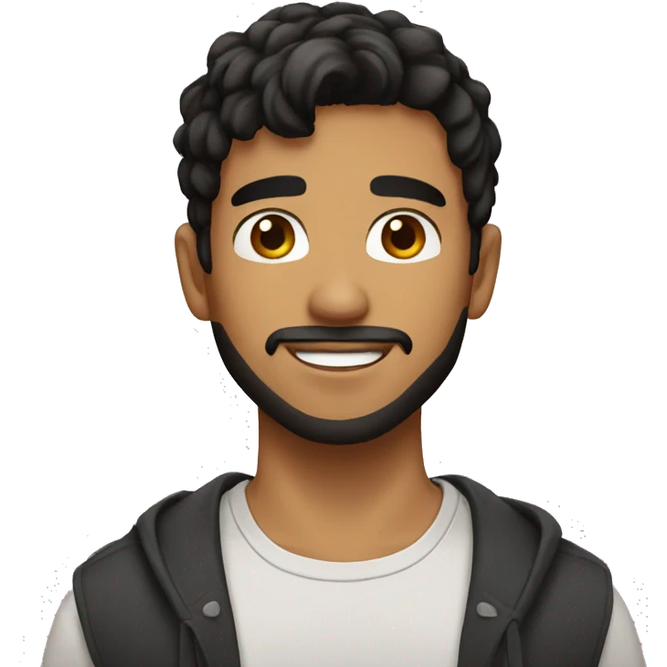 Brown 24 year old guy with black hair and short beard emoji