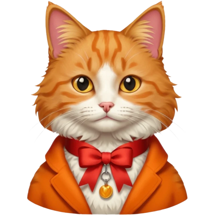 Cat with ribbon collar, half body emoji