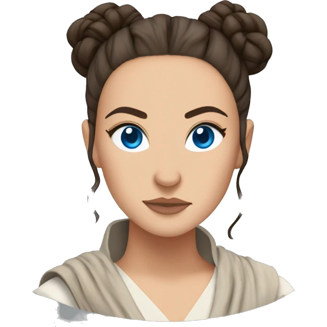 Star wars Rey blue eyes messy hair space buns emoji