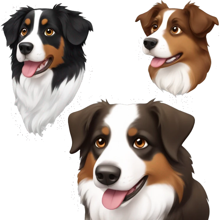 australian shepherd black and white and another one brown and white  emoji