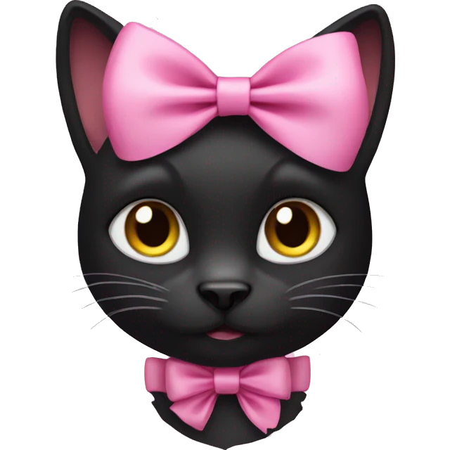 Black cat with pink bow emoji