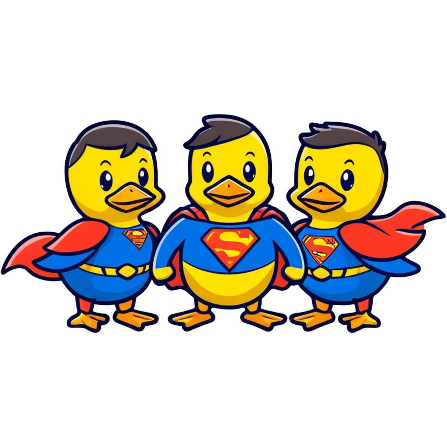 Yellow ducks with superman emoji