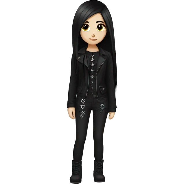 Goth girl emoji long black hair emoji
