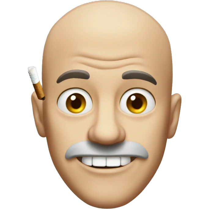 Far bald man smoking and mad emoji