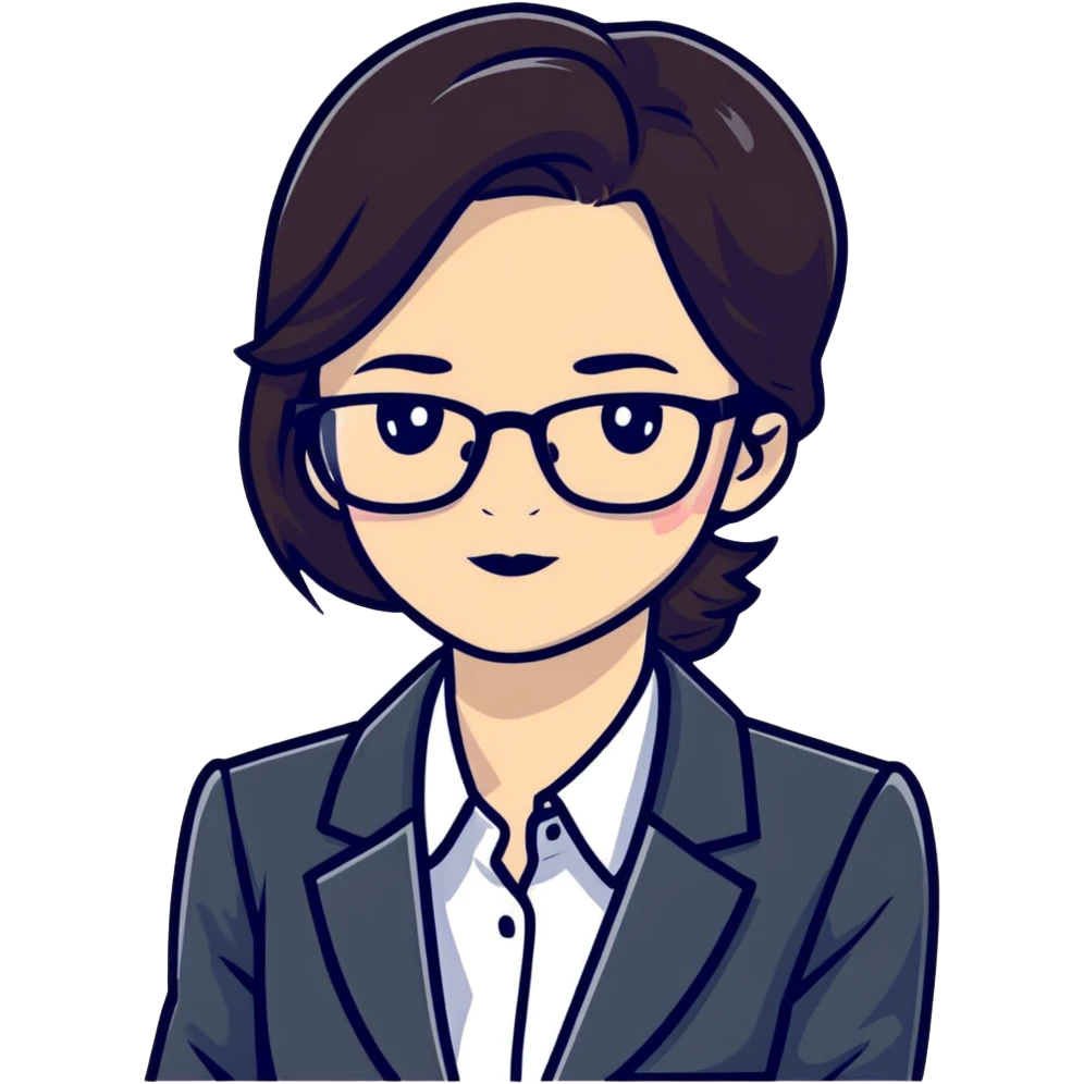 business lady with black rimmed glasses emoji