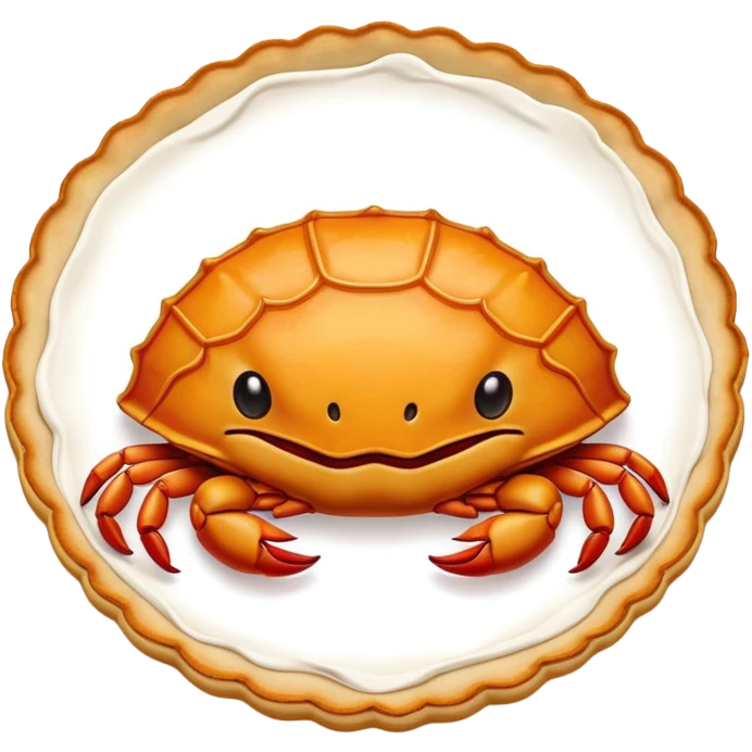 Shanghai Crab Shell Cake pastry shaped like crab shell, simplified emoji style with bold outlines and bright colors, cartoon style Xie Ke Huang specialty emoji