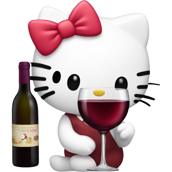 Hello Kitty drinking red wine emoji