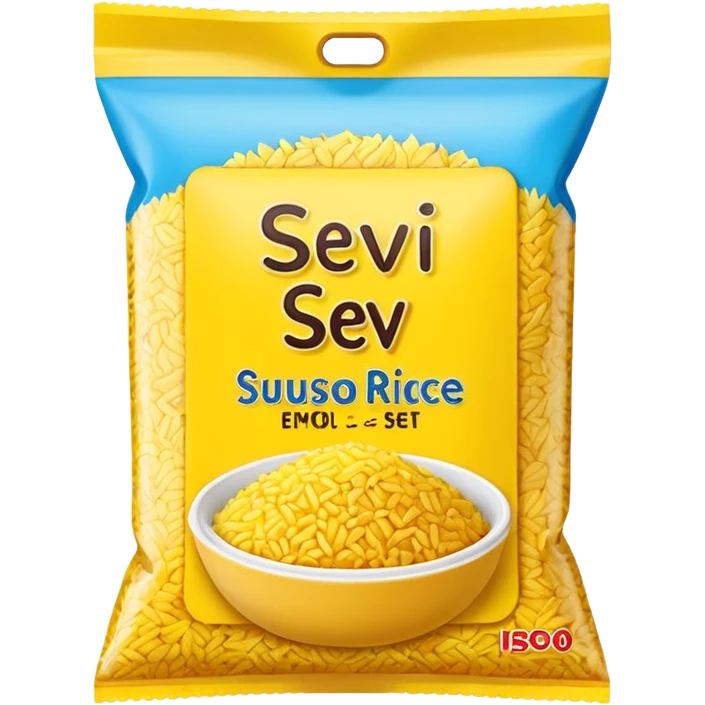 yellow rice in a packet without any face on it with the name on the packet "sev" emoji
