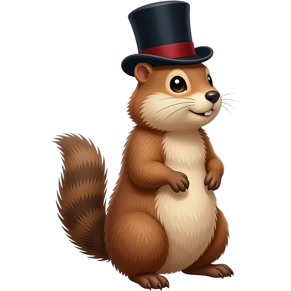 A groundhog in a top hat seeing his shadow emoji
