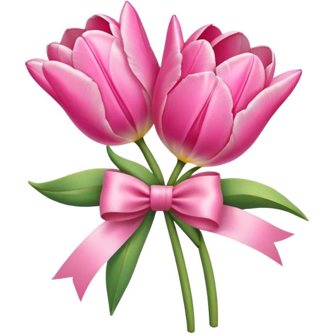 Pink tulips with a bow emoji