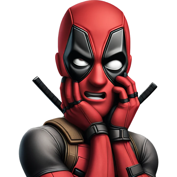 Surprised Deadpool with his hands on his cheeks  emoji