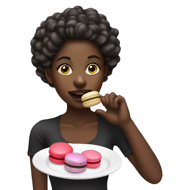 black girl eating macaron emoji