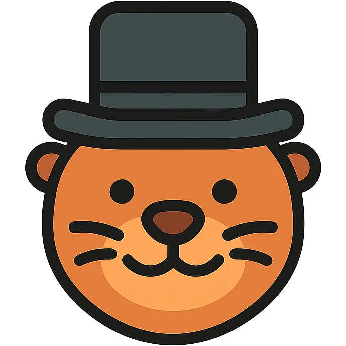 smiling otter with a top hat emoji