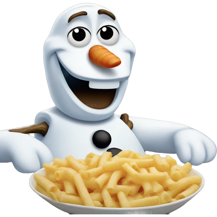olaf the snowman from frozen eating kraft dinner emoji