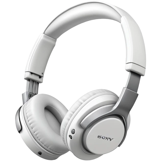 Full-sized white Sony headphones with over-ear cups and Sony logo, professional looking with plush ear cushions emoji