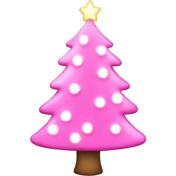 Pink Christmas tree with white lights  emoji