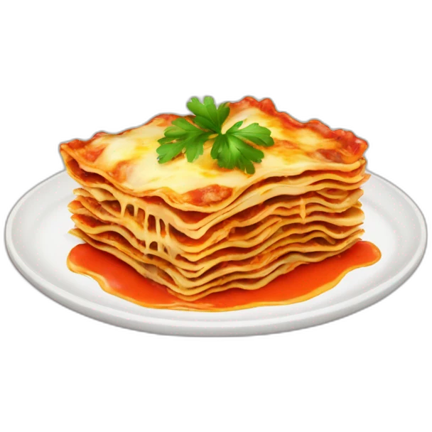 lasagna with parsley and melting sauce emoji