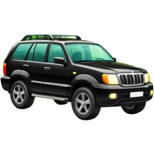 SUV car driving through a forest with trees emoji