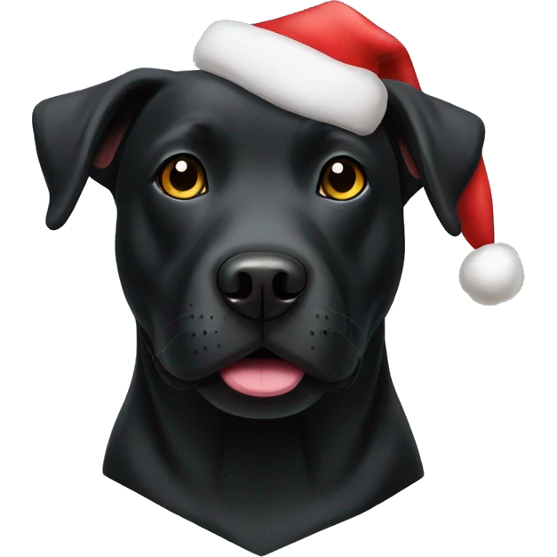 Black lab staffy mix with a Santa hat  emoji