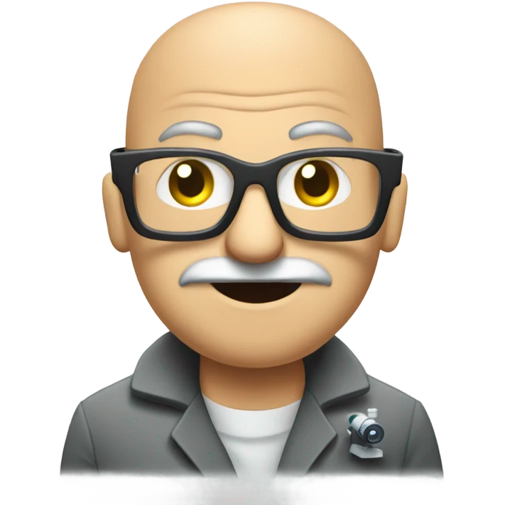 Bald man, with making semiconductor emoji