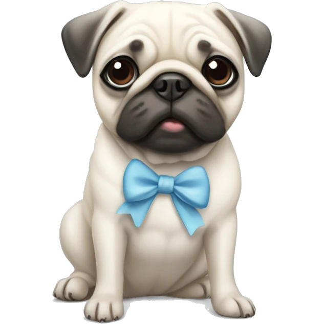 A white pug with a white bow on its head emoji
