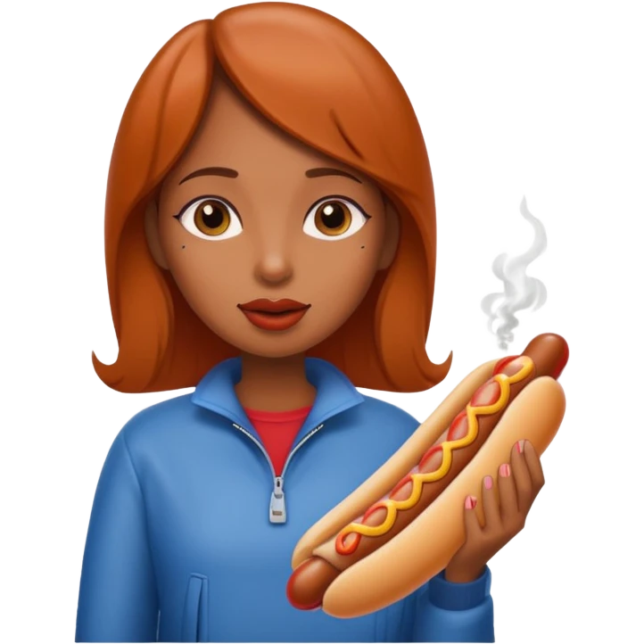 Brown girl smoking a hotdog   emoji