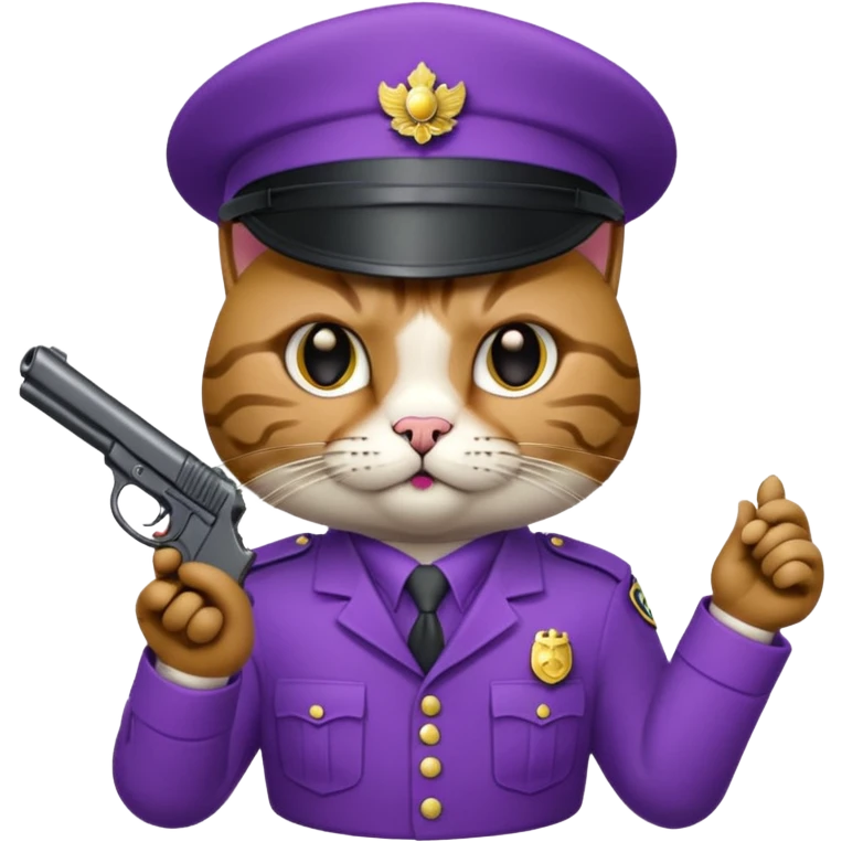 Un chat violet avec un pistolet emoji