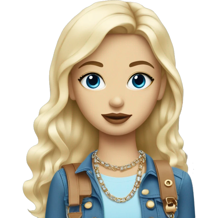 Blonde blue eyes Girl with Birkin bag and Chanel necklace emoji