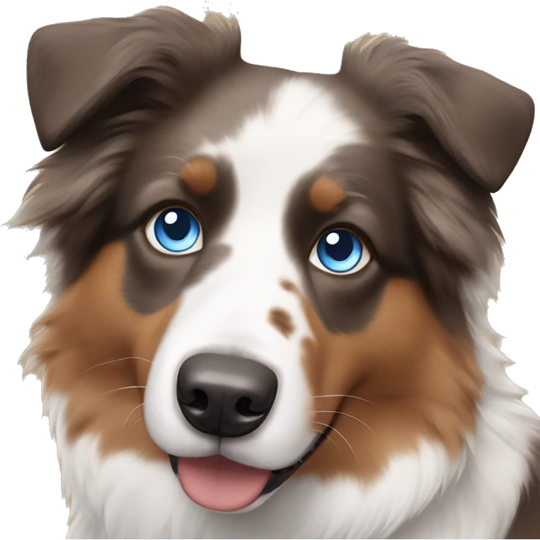 Australian shepherd with blue eyes, brown , black and white fur emoji