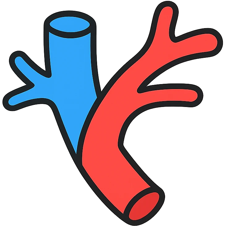 simple blue and red line blood vessel icon, minimalistic emoji