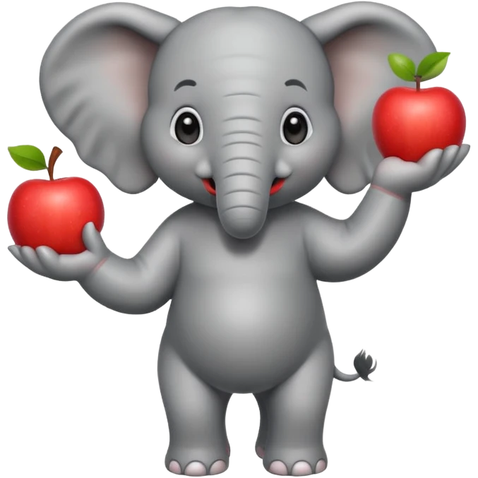 a Circus cute elephant juggling two apple emoji