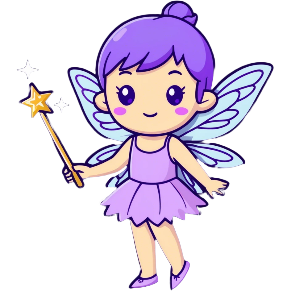 Glitter purple fairy emoji