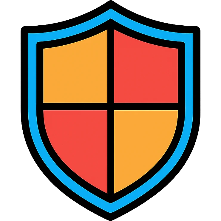 shield icon, lineal color icon with black outlines, classic emblem look, no text emoji